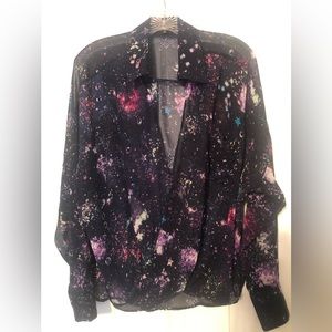 Sheer printed collared blouse